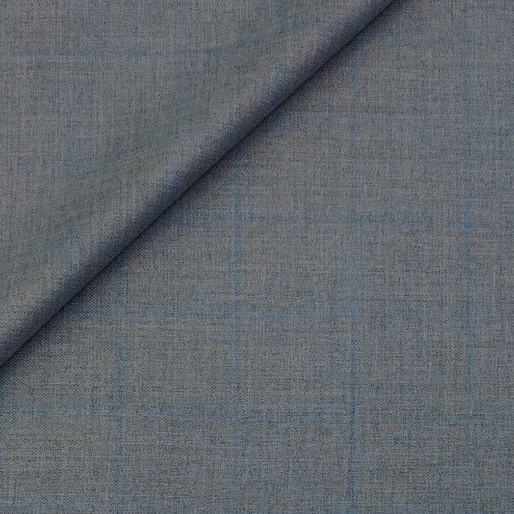 Trouser Fabric Raymond PV Broad Check Colour Blue N Grey